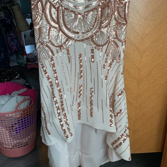 Sequins beige rose gold prom/special occasion dress - Picture 2 of 5